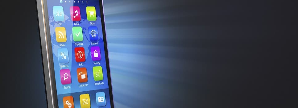 Smartphone shining brightly in a dark area